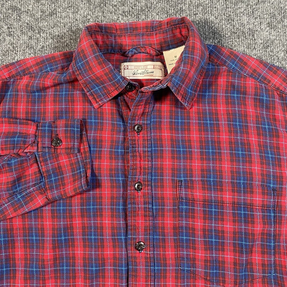 Vintage Levis Strauss Mens Medium Plaid Long Sleeve Button up Shirt Oversized